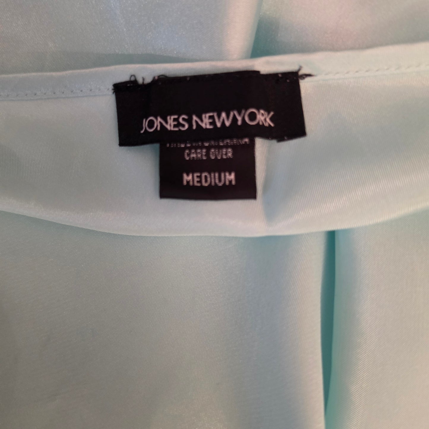 Jones New York Robins Egg Blue Satiny Vneck Midi Slip Dress Size Medium Good Condition
