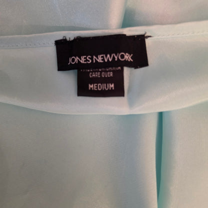 Jones New York Robins Egg Blue Satiny Vneck Midi Slip Dress Size Medium Good Condition