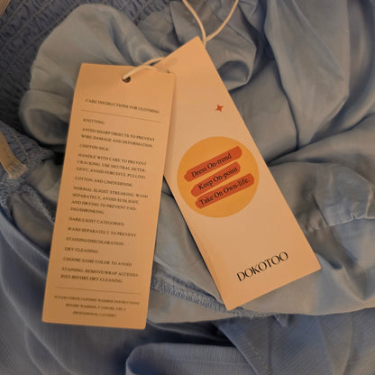 Dokotoo Baby Blue Romantic Open Tie Back Aline Mini Dress Size Large Good Condition