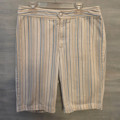 Liz Claiborne Jeans 100% Cotton Audra Pinstripe Bermuda Shorts Size 8 Good Condition