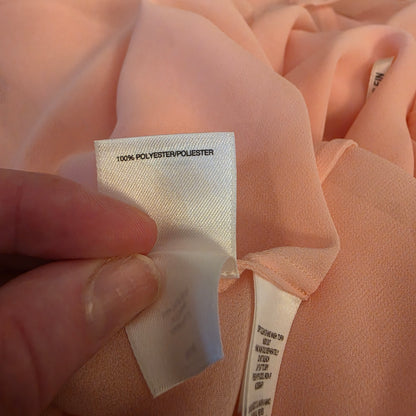 Anne Klein Peach Sheer Layered Balloon Sleeve Blouse Size Small Good Condition