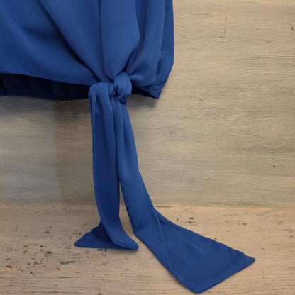 Vince Camuto Royal Blue Oversize Flutter Sleeve Side Knot Hem Blouse Size Large Good Condition