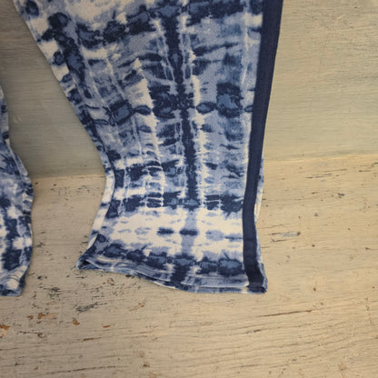 Lucky Brand Knit Blue White Tie Dye Shirt & Pants Pajama Lounge Set Size Small Good Condition