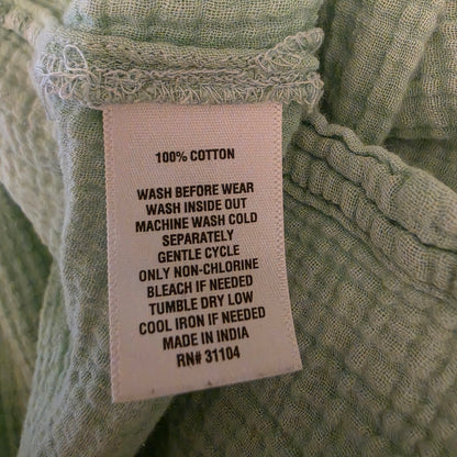 Wonderly 100% Cotton Sage Green Muslin Vneck High Low Blouse Size Medium Good Condition