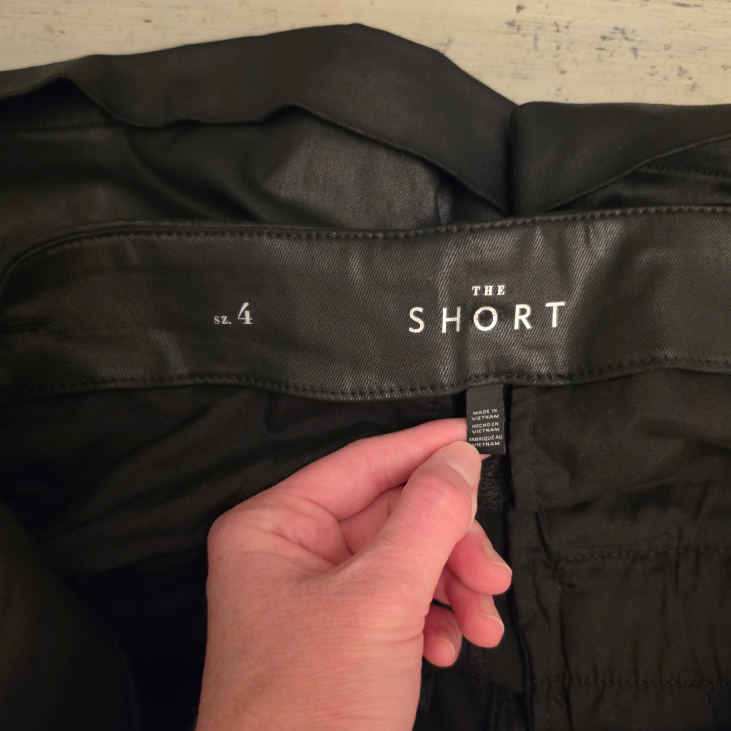 White House Black Market Black Faux Leather High Waist Shorts Size 4 Good Condition