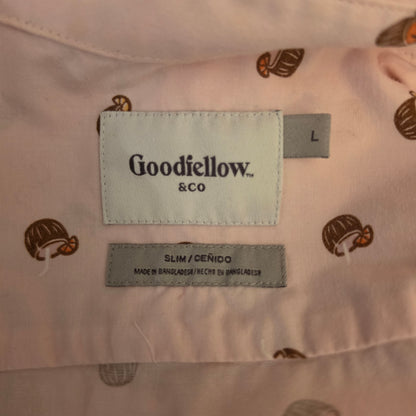 Goodfellow 97% Cotton Coconut Print Short Sleeve Button Down Shirt Size Large Good Condition