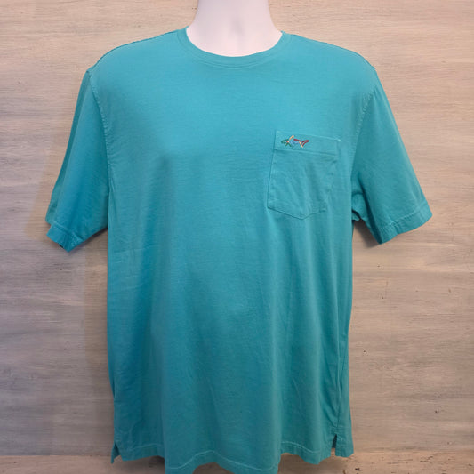 Greg Norman 100% Cotton Teal Crew Neck Tshirt Size Large Good Condition