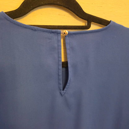 Vince Camuto Royal Blue Oversize Flutter Sleeve Side Knot Hem Blouse Size Large Good Condition