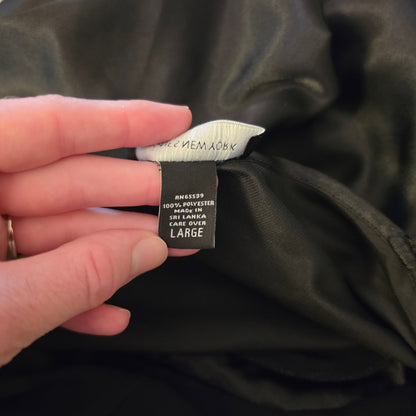 Jones New York Black Satiny Vneck Sleeveless Aline Mini Cocktail Dress Size Large Good Condition