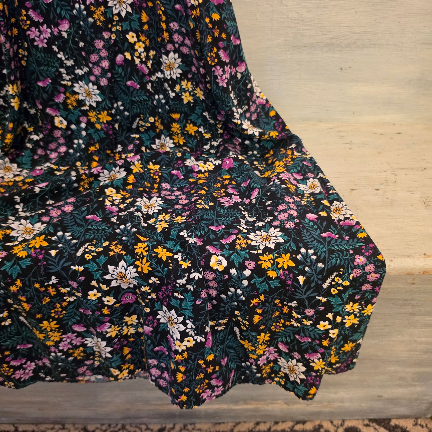 Old Navy Black Multicolor Floral Print Sleeveless Full Length Maxi Dress Size XL Good Condition