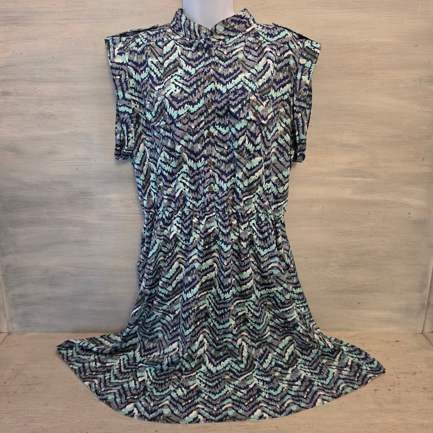 Speed Control Multicolor Abstract Zig Zag Chevron Print Knee Length Dress Size 2X Good Condition