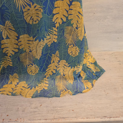 Umgee 60% Cotton Tropical Leaf Print Sleeveless Aline Mini Dress Size Large Good Condition