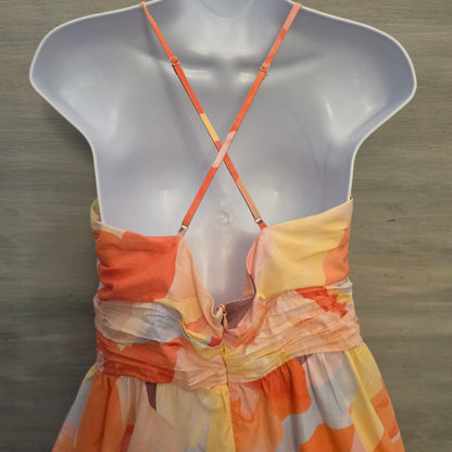 H&M Vibrant Abstract Watercolor Sleeveless Full Length Maxi Dress Size Medium Good Condition