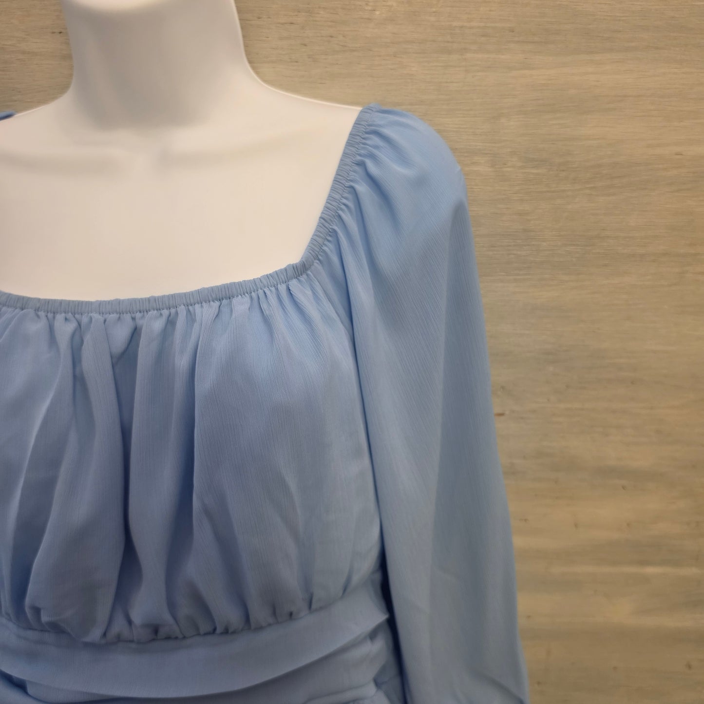 Dokotoo Baby Blue Romantic Open Tie Back Aline Mini Dress Size Large Good Condition