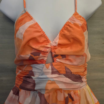 H&M Vibrant Abstract Watercolor Sleeveless Full Length Maxi Dress Size Medium Good Condition