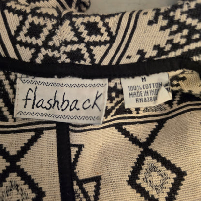 Vintage flashback 100%Cotton Tribal Print One Button Blazer Jacket Size Medium Good Condition