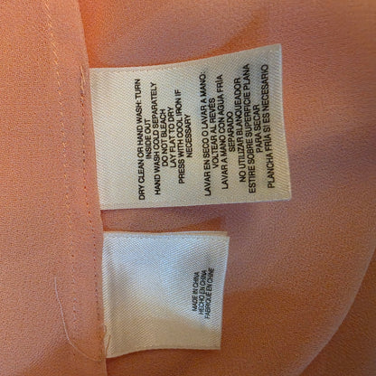 Anne Klein Peach Sheer Layered Balloon Sleeve Blouse Size Small Good Condition
