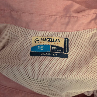 Magellan Outdoors Pink Classic Fit Fish Gear Button Down Shirt Size XXL Good Condition