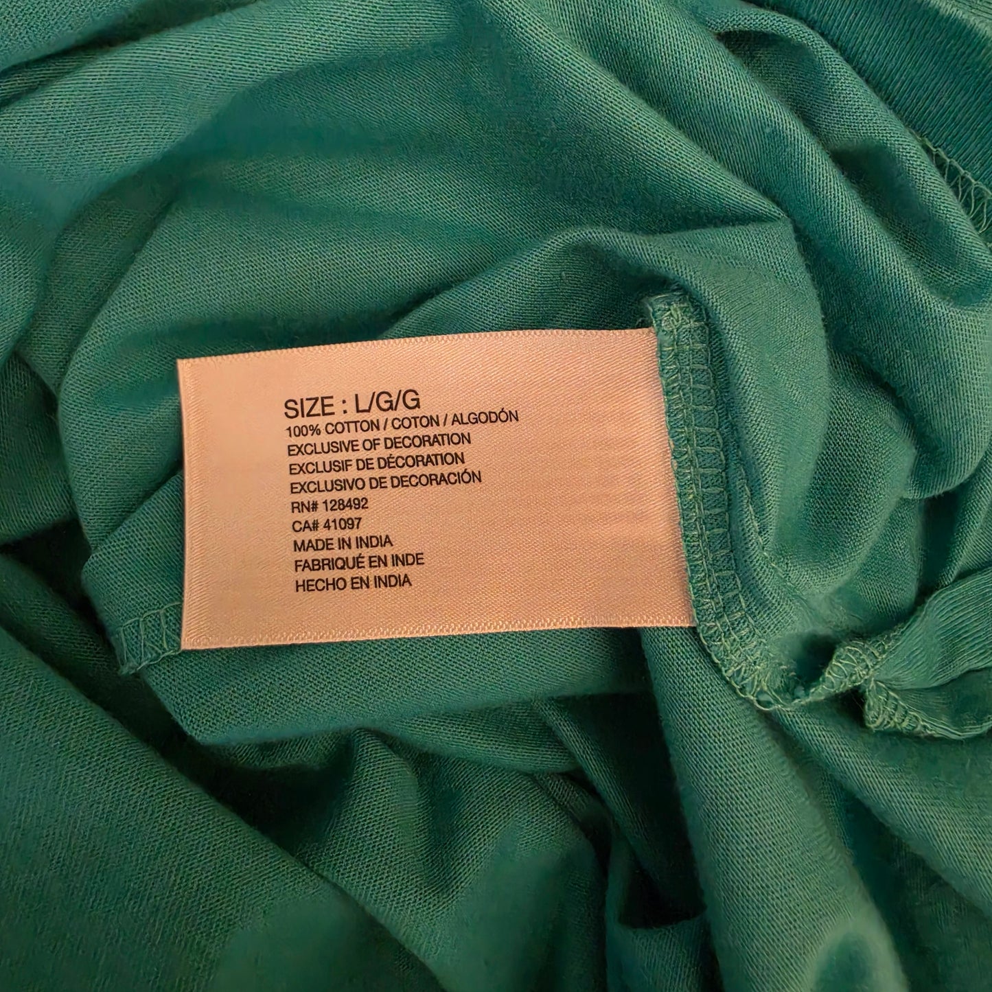 Greg Norman 100% Cotton Teal Crew Neck Tshirt Size Large Good Condition