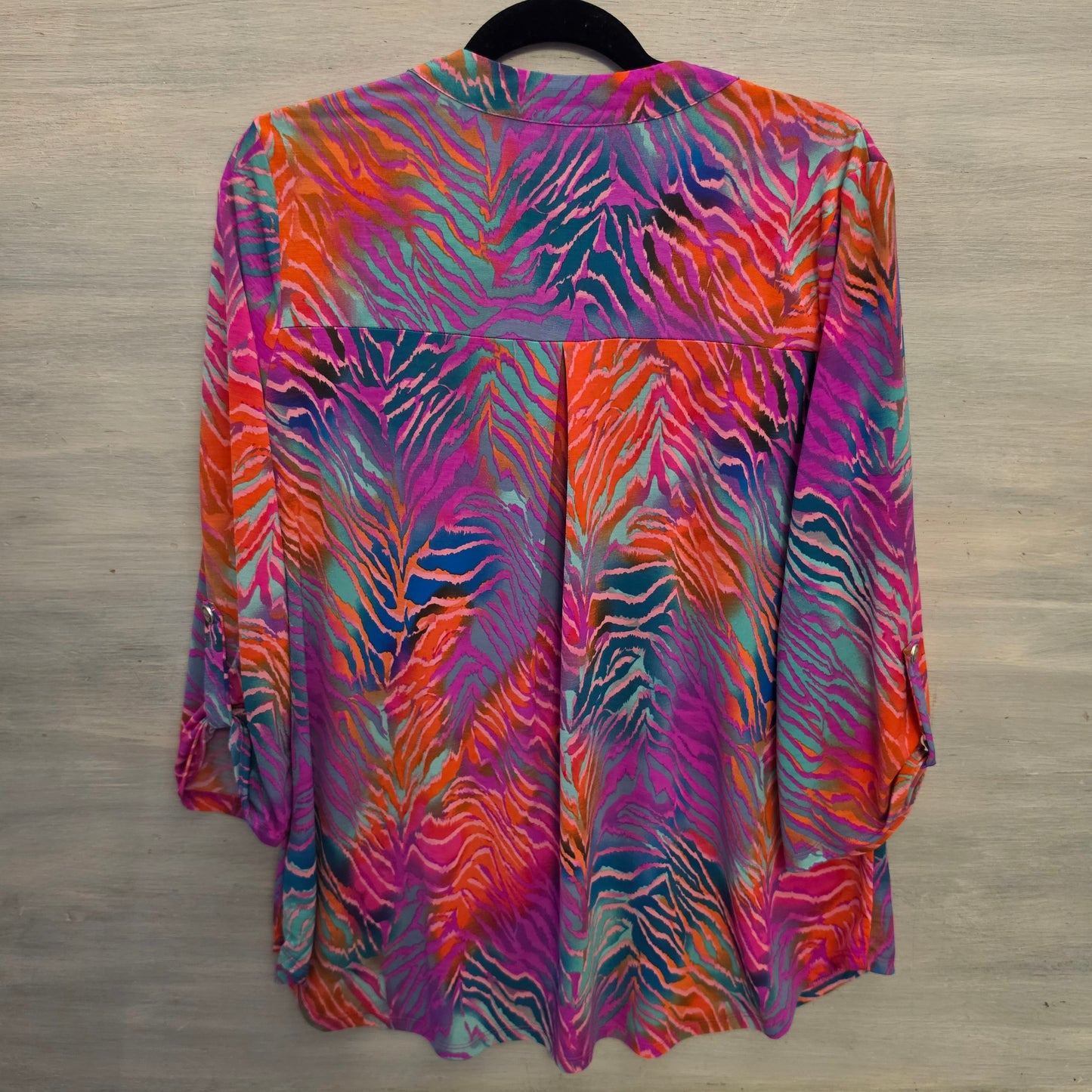 Dear Scarlett Multicolor Abstract Zebra Print Tunic Blouse Size Large Good Condition