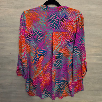 Dear Scarlett Multicolor Abstract Zebra Print Tunic Blouse Size Large Good Condition