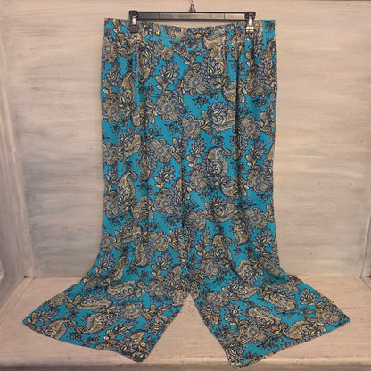 Est. 1946 Teal Blue Boho Paisley Print Wide Leg Palazzo Pants Size 22/24W Good Condition