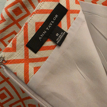 Ann Taylor 98% Cotton Abstract Geometric Print Tailored Mini Skirt Size 8 Good Condition