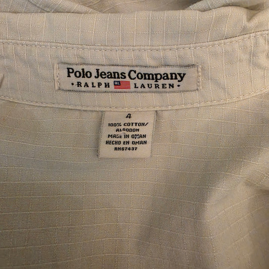 Ralph Lauren Polo Jeans Company 100% Cotton Khaki Shirt Dress w/ Belt Size 4 Good Condition