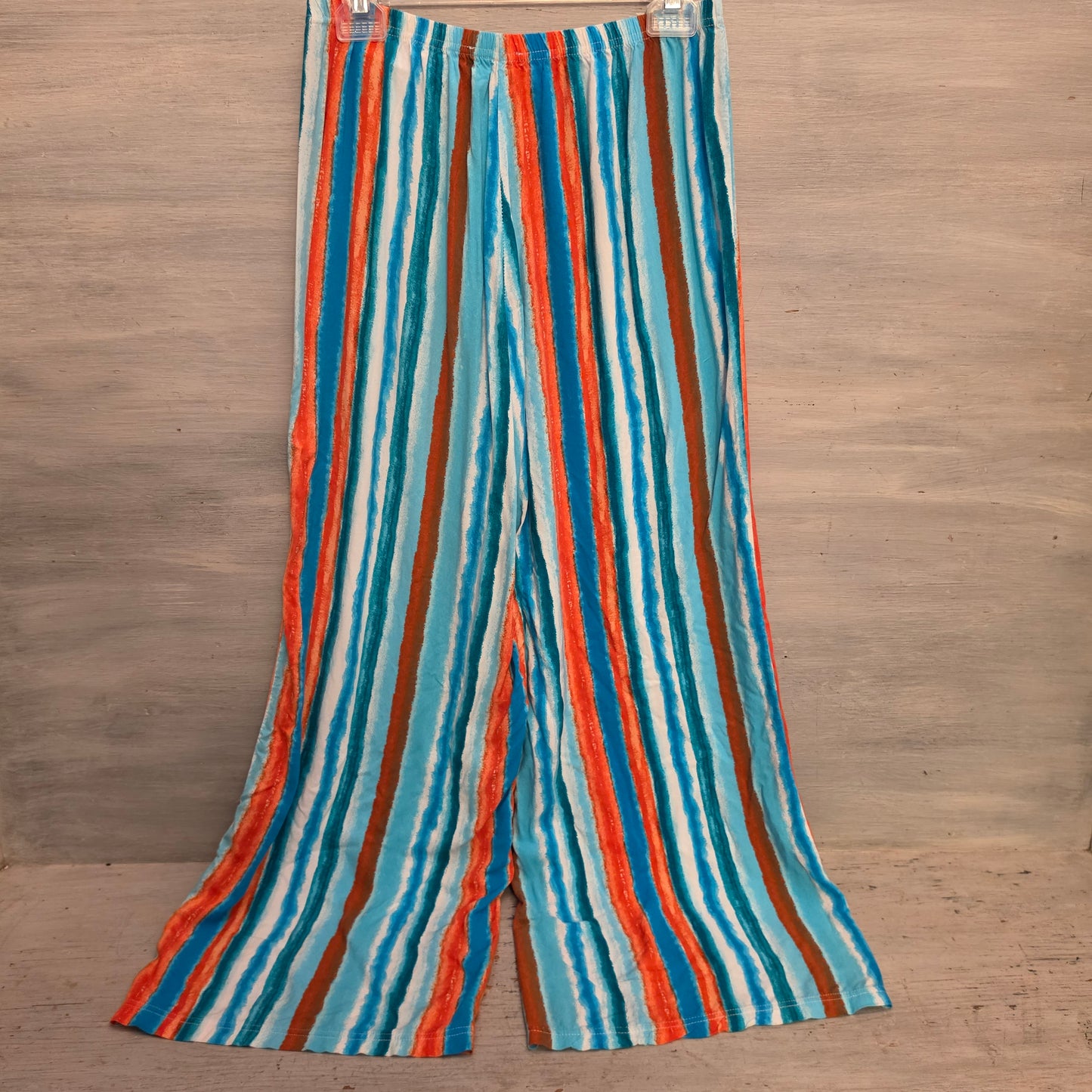 Zac & Rachel Colorful Vertical Striped High Waist Wide Leg Pants Size Medium Good Condition