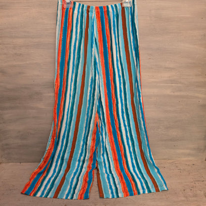 Zac & Rachel Colorful Vertical Striped High Waist Wide Leg Pants Size Medium Good Condition