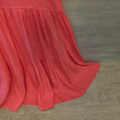 Antonio Melani Fuchsia Pink Vneck Aline Tiered Hem Knee Length Dress Size XL Good Condition