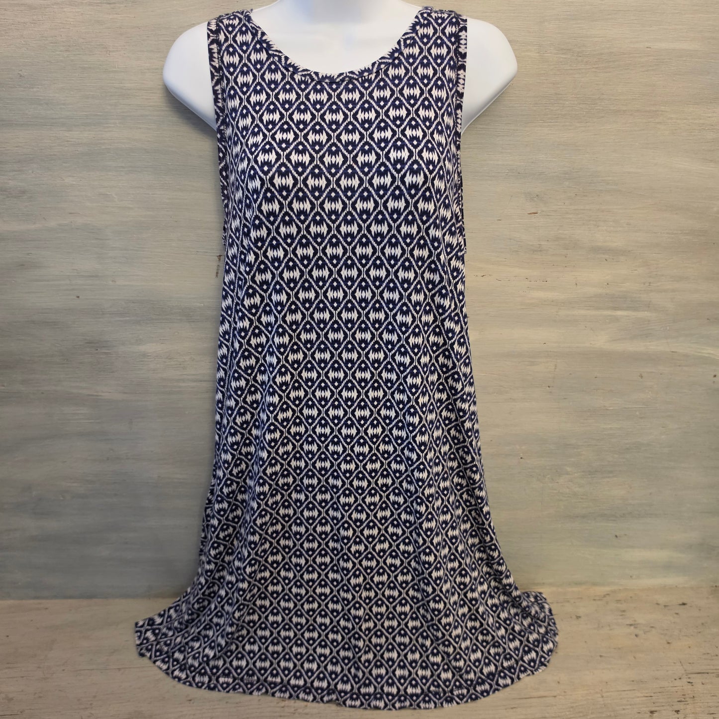 Loft Abstract Geometric Print Scoop Neck Sleeveless Hi/Low Mini Dress Size Medium Good Condition