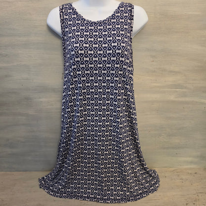 Loft Abstract Geometric Print Scoop Neck Sleeveless Hi/Low Mini Dress Size Medium Good Condition