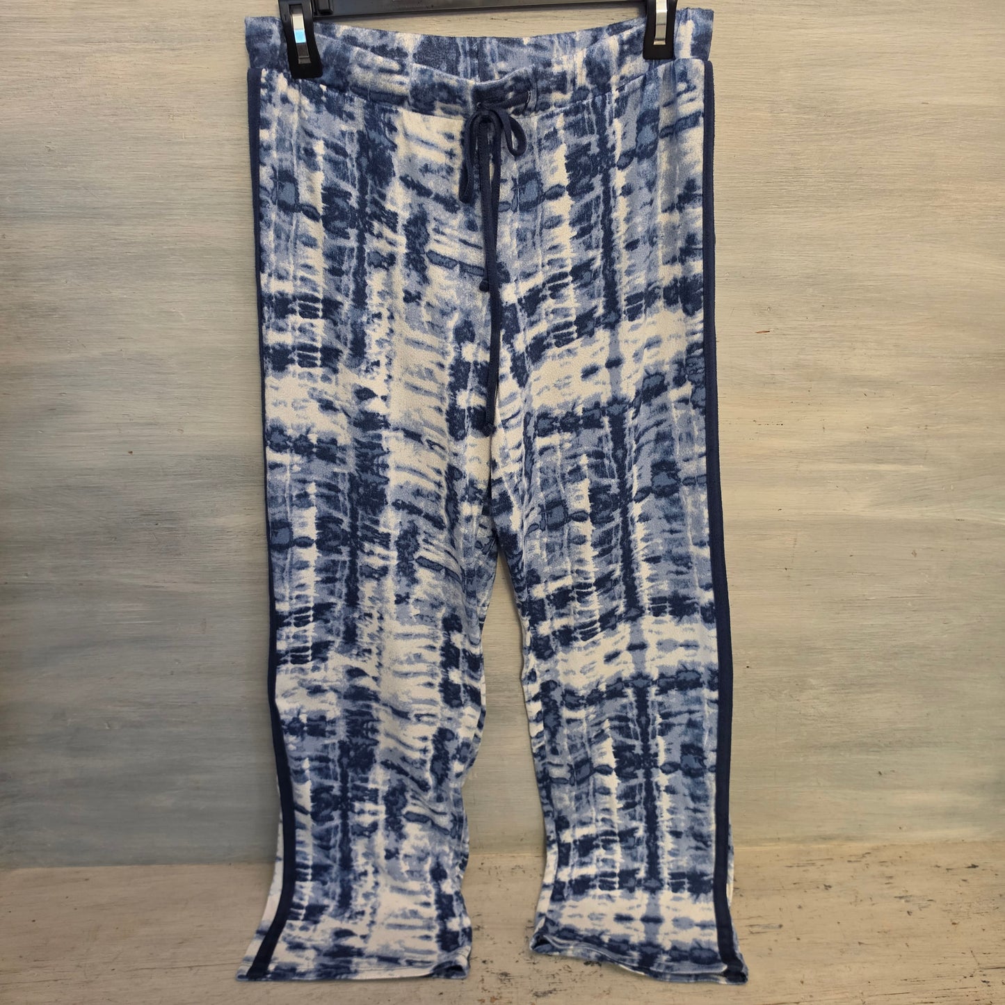Lucky Brand Knit Blue White Tie Dye Shirt & Pants Pajama Lounge Set Size Small Good Condition