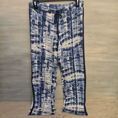 Lucky Brand Knit Blue White Tie Dye Shirt & Pants Pajama Lounge Set Size Small Good Condition
