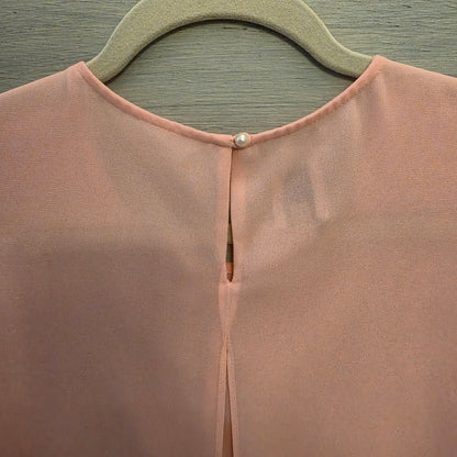 Anne Klein Peach Sheer Layered Balloon Sleeve Blouse Size Small Good Condition