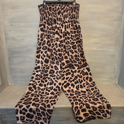 Shein Curve Strapless Leopard Print Wide Leg Jumpsuit Size 1X Good Condition