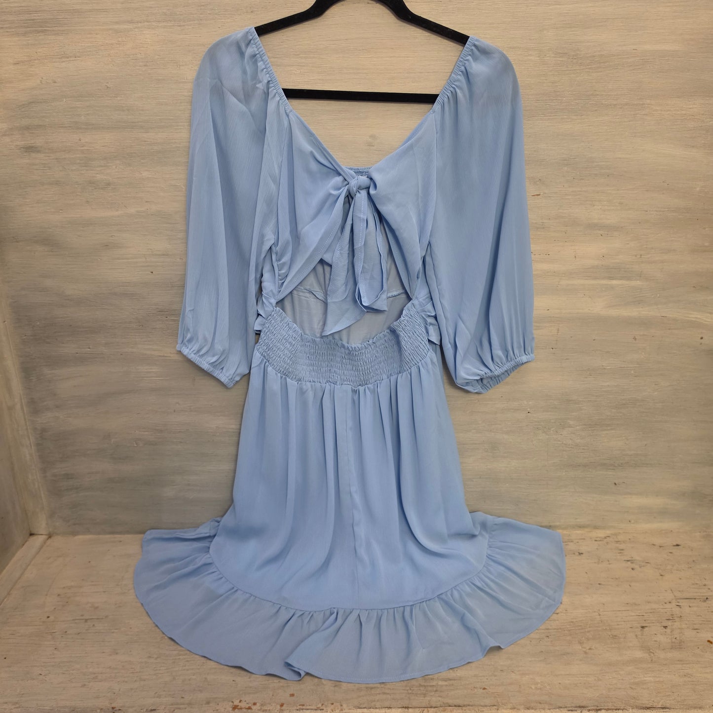 Dokotoo Baby Blue Romantic Open Tie Back Aline Mini Dress Size Large Good Condition