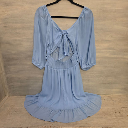 Dokotoo Baby Blue Romantic Open Tie Back Aline Mini Dress Size Large Good Condition