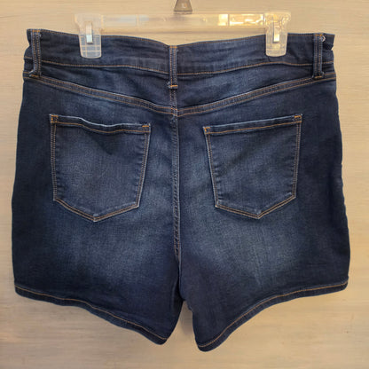 Nine West Dark Wash High Waist Button Down Denim Shorts Size 14 Good Condition