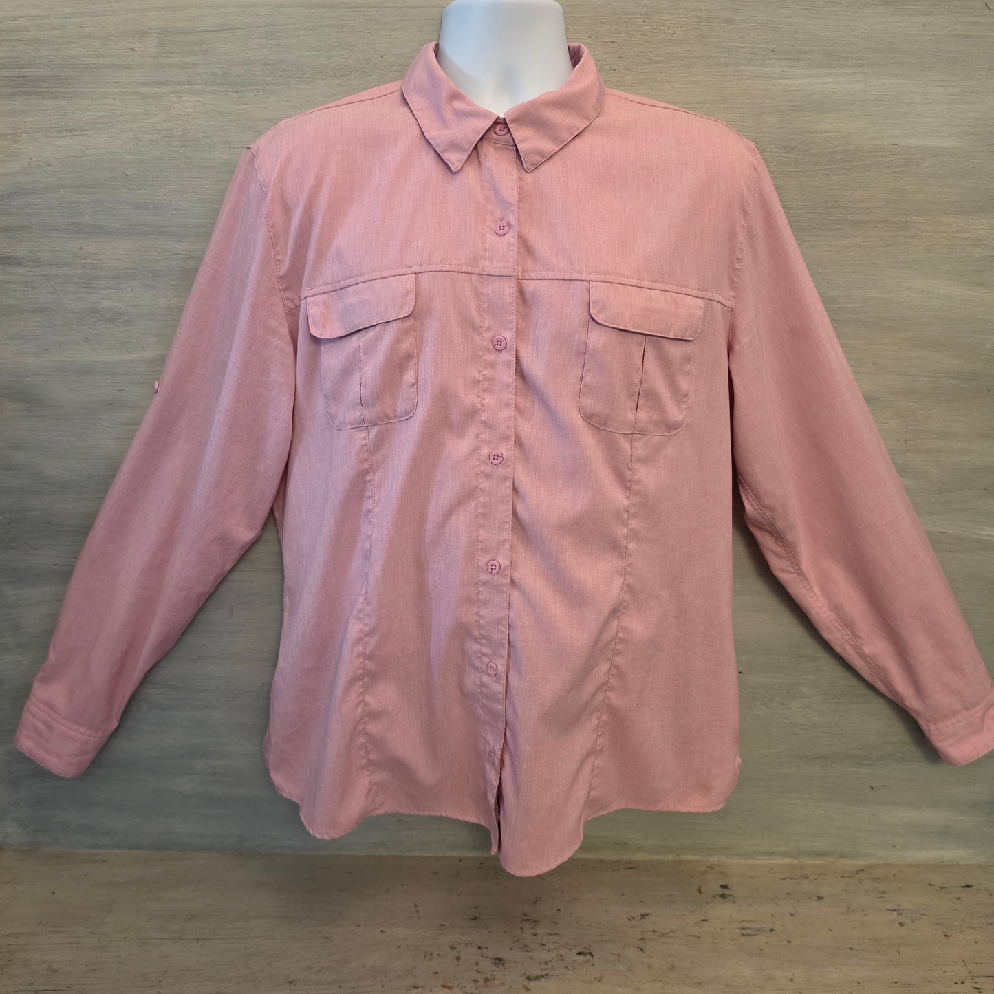 Magellan Outdoors Pink Classic Fit Fish Gear Button Down Shirt Size XXL Good Condition