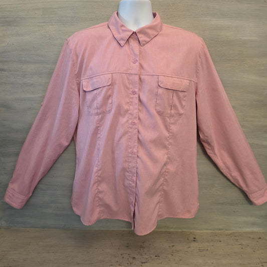 Magellan Outdoors Pink Classic Fit Fish Gear Button Down Shirt Size XXL Good Condition
