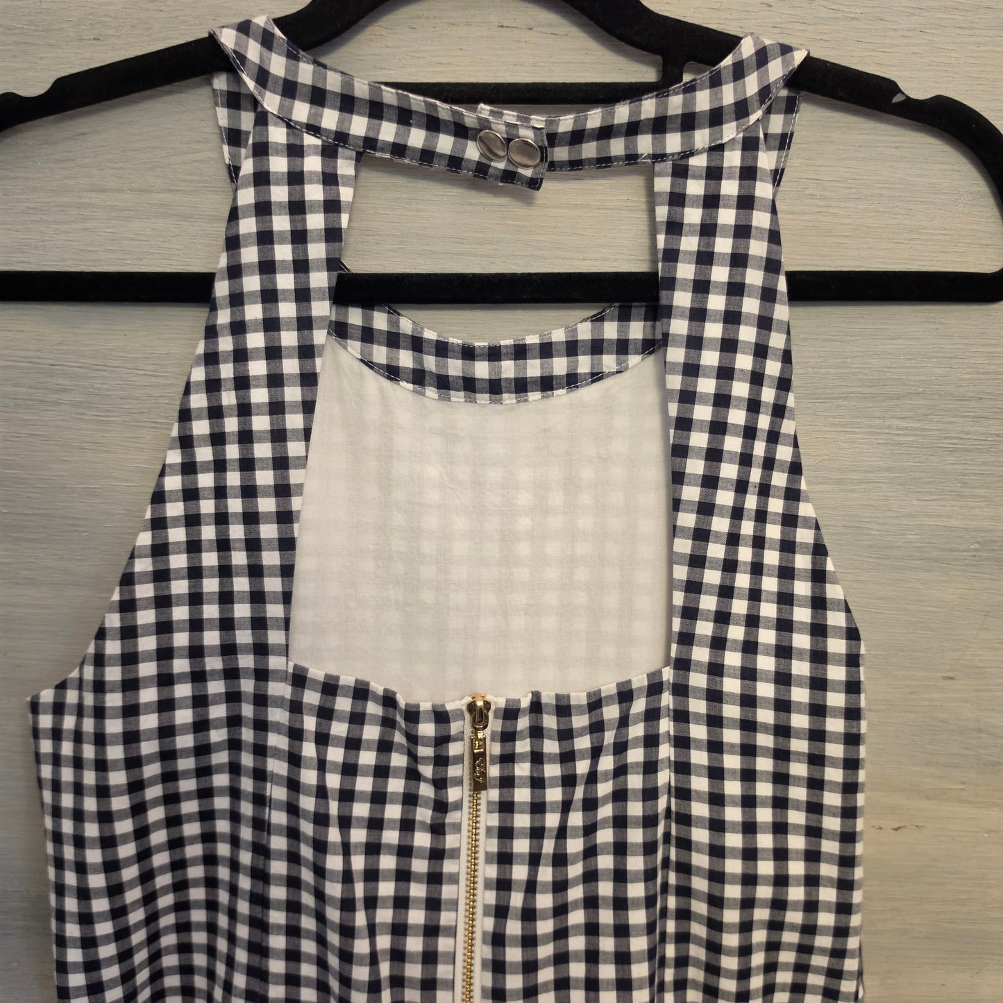 Eliza J Black White Buffalo Check Sleeveless Retro Style Midi Dress Size 10 Good Conditon