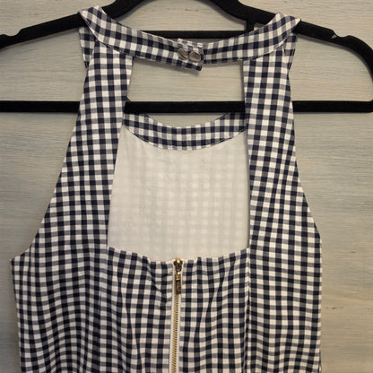 Eliza J Black White Buffalo Check Sleeveless Retro Style Midi Dress Size 10 Good Conditon