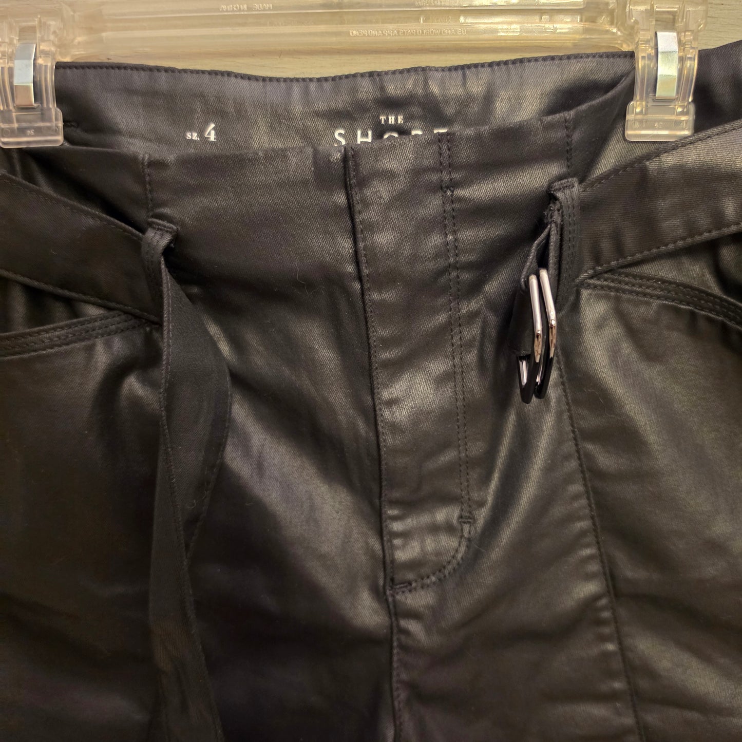 White House Black Market Black Faux Leather High Waist Shorts Size 4 Good Condition