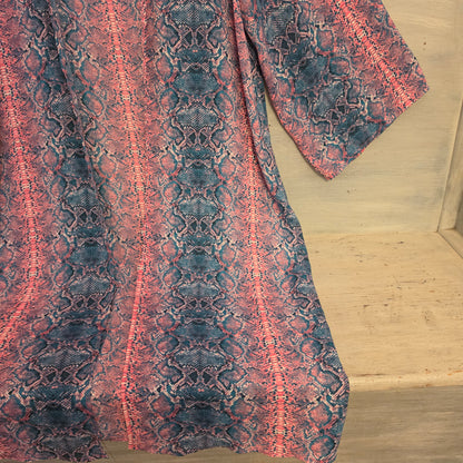 Adrienne Multicolor Snakeskin Print Duster Kimono Coverup Size Medium Like New