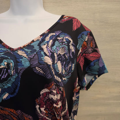 New Directions Multicolor Abstract Rose Print Knee Length Dress Size XL Good Condition
