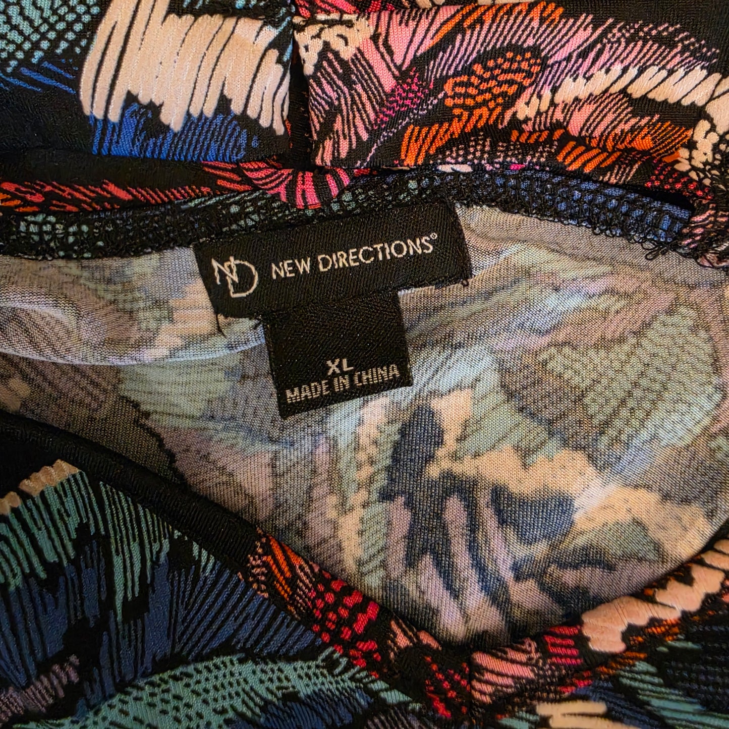 New Directions Multicolor Abstract Rose Print Knee Length Dress Size XL Good Condition