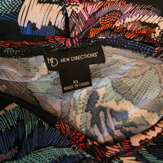 New Directions Multicolor Abstract Rose Print Knee Length Dress Size XL Good Condition
