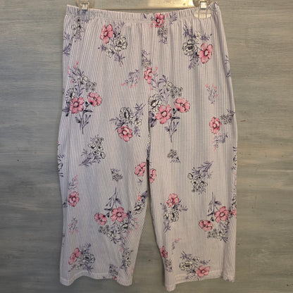 Vintage Laura Ashley 60% Cotton Floral Striped Pajama Sleepwear Set Size Medium Good Condition